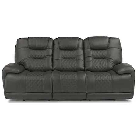 Contemporary Power Reclining Sofa with Power Headrest and Lumbar